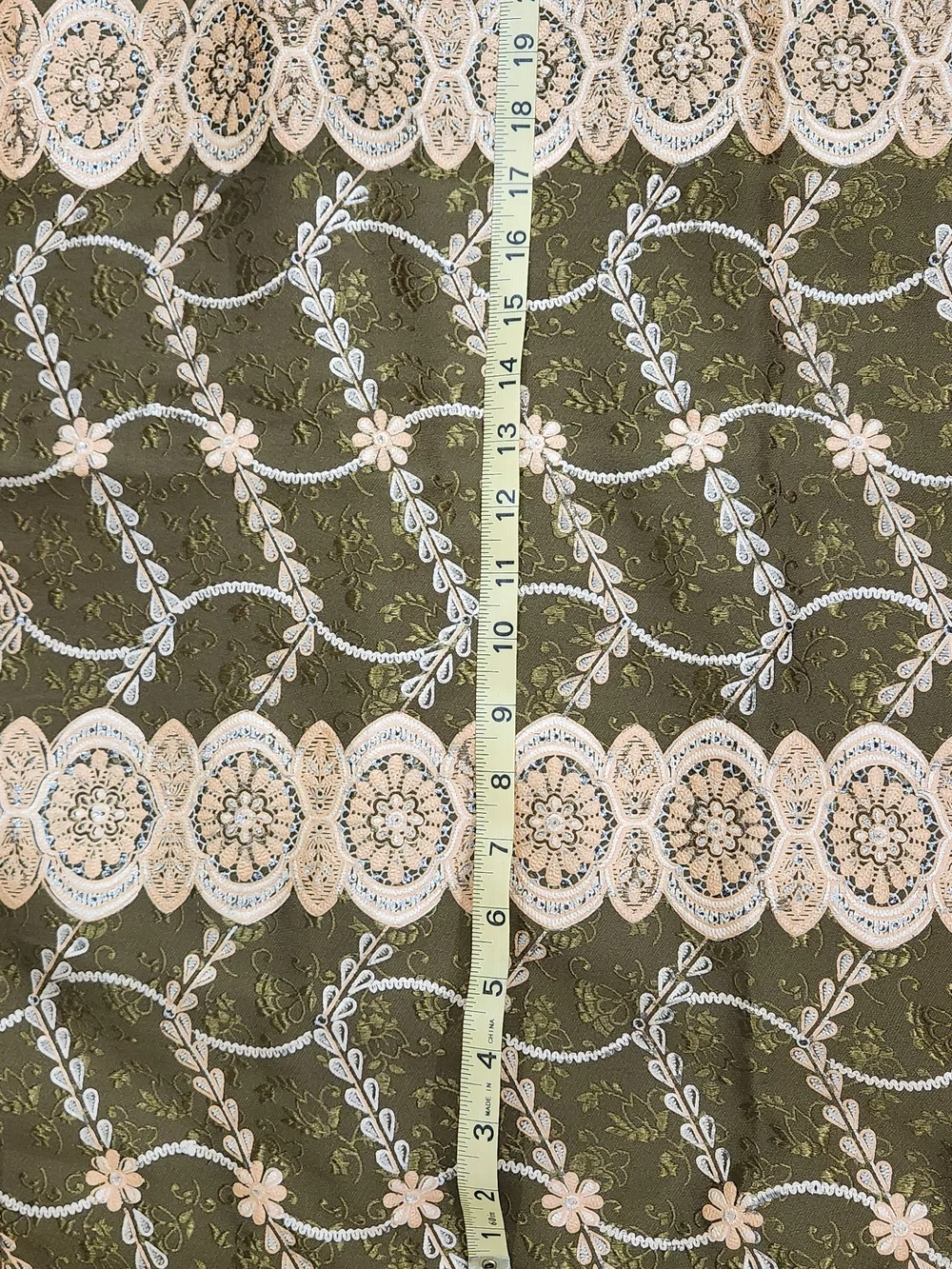 Olive Green and Peach Printed 3-pc Ladies Set